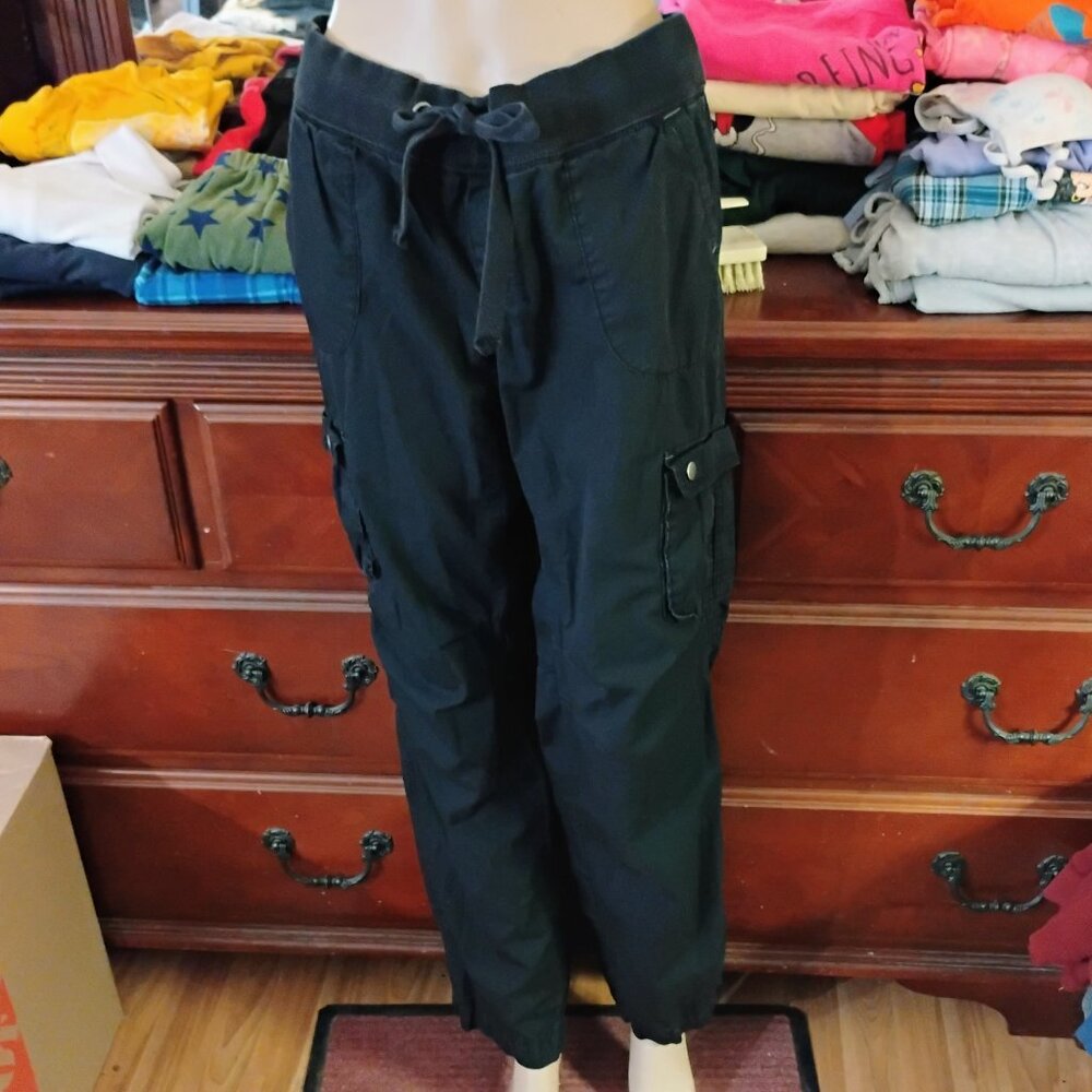 Black Cotton Pants w/Spandex Waistband with Tie and Side Pockets